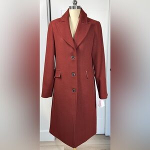 NWT Dark Rust Kate Spade Lined Wool Blend Coat